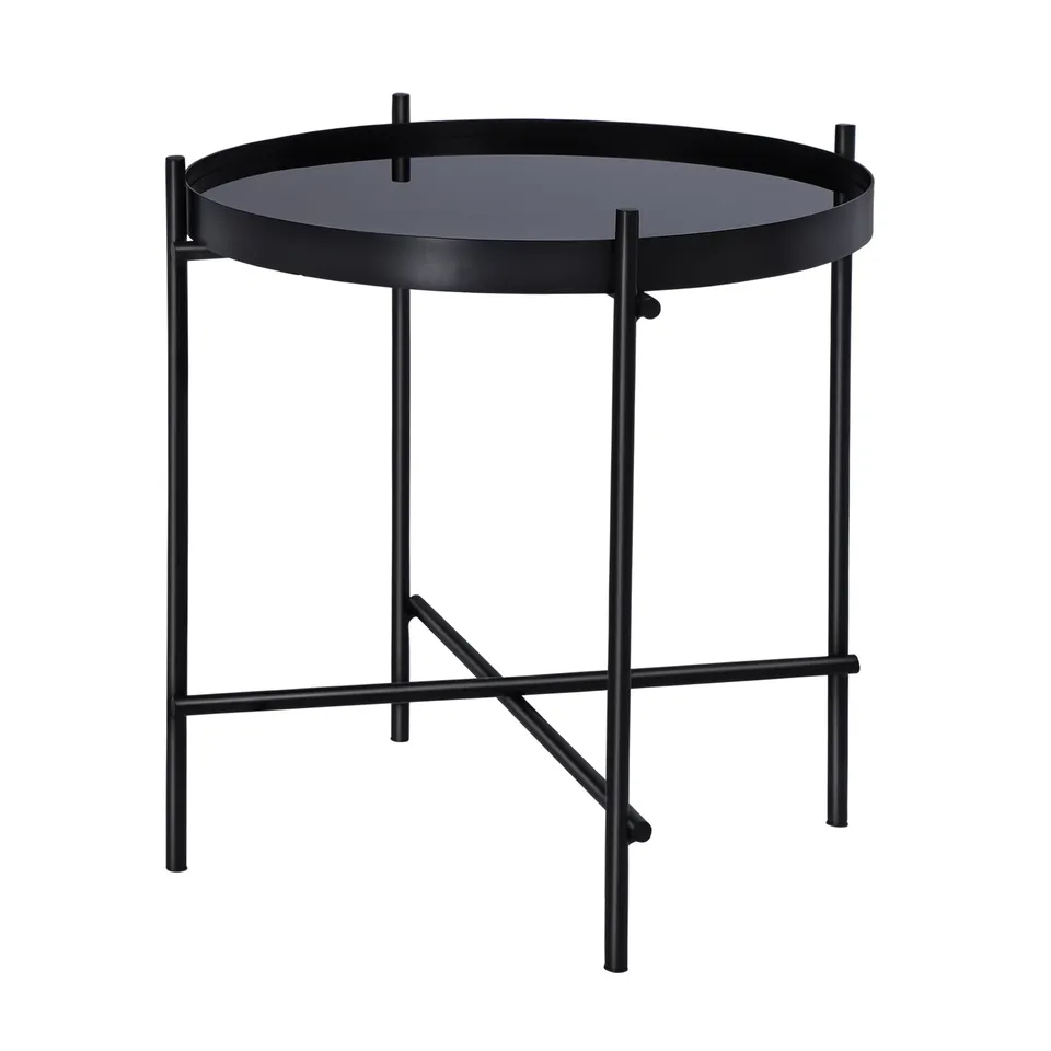ECD Germany Möbel Table d appoint ronde 43x45 cm noir verre métal