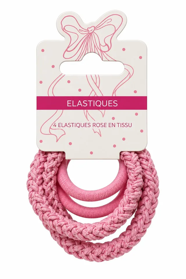 Stokomani Beauté et bien-être lot 4 élastiques cheveux tissu roses