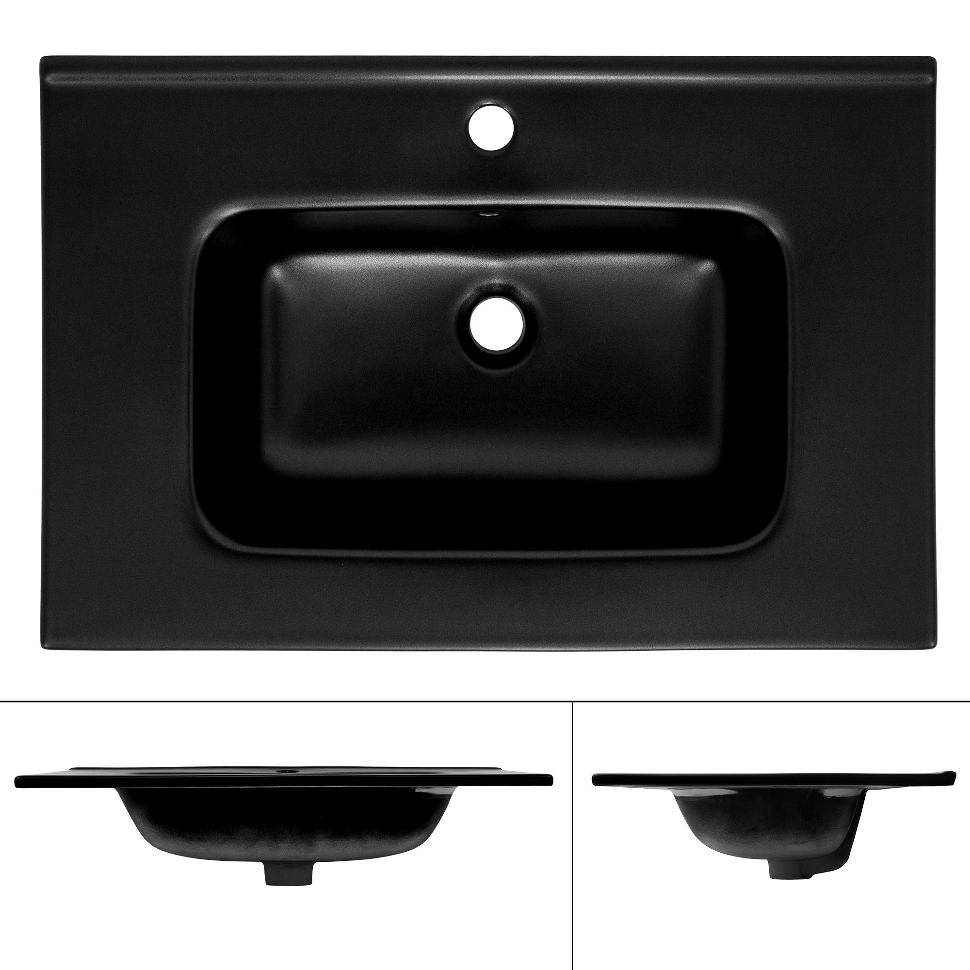 ECD Germany Sanitaire lavabo rectangulaire noir 71 cm céramique