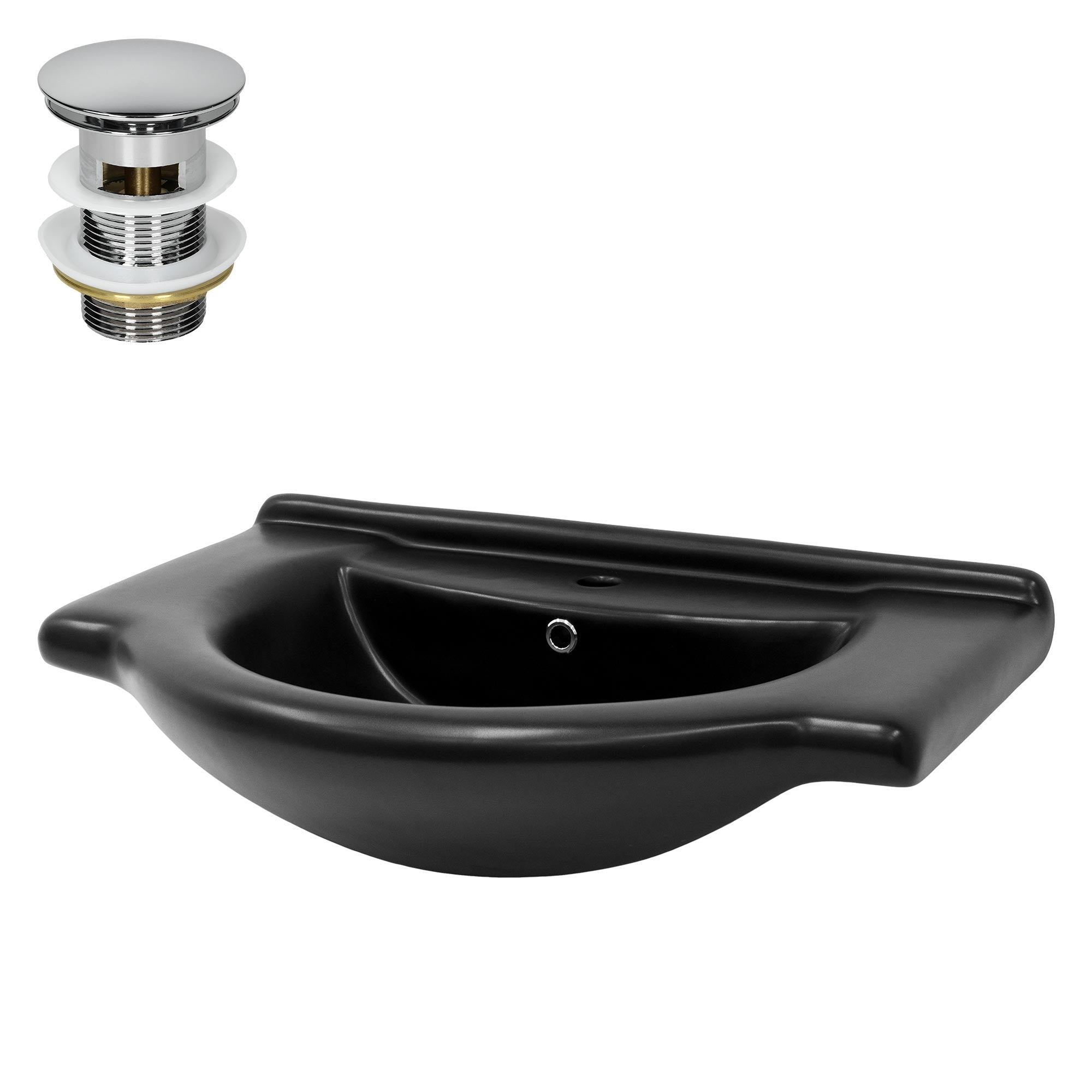 ECD Germany Sanitär vasque 77x50 noir mat bonde argent