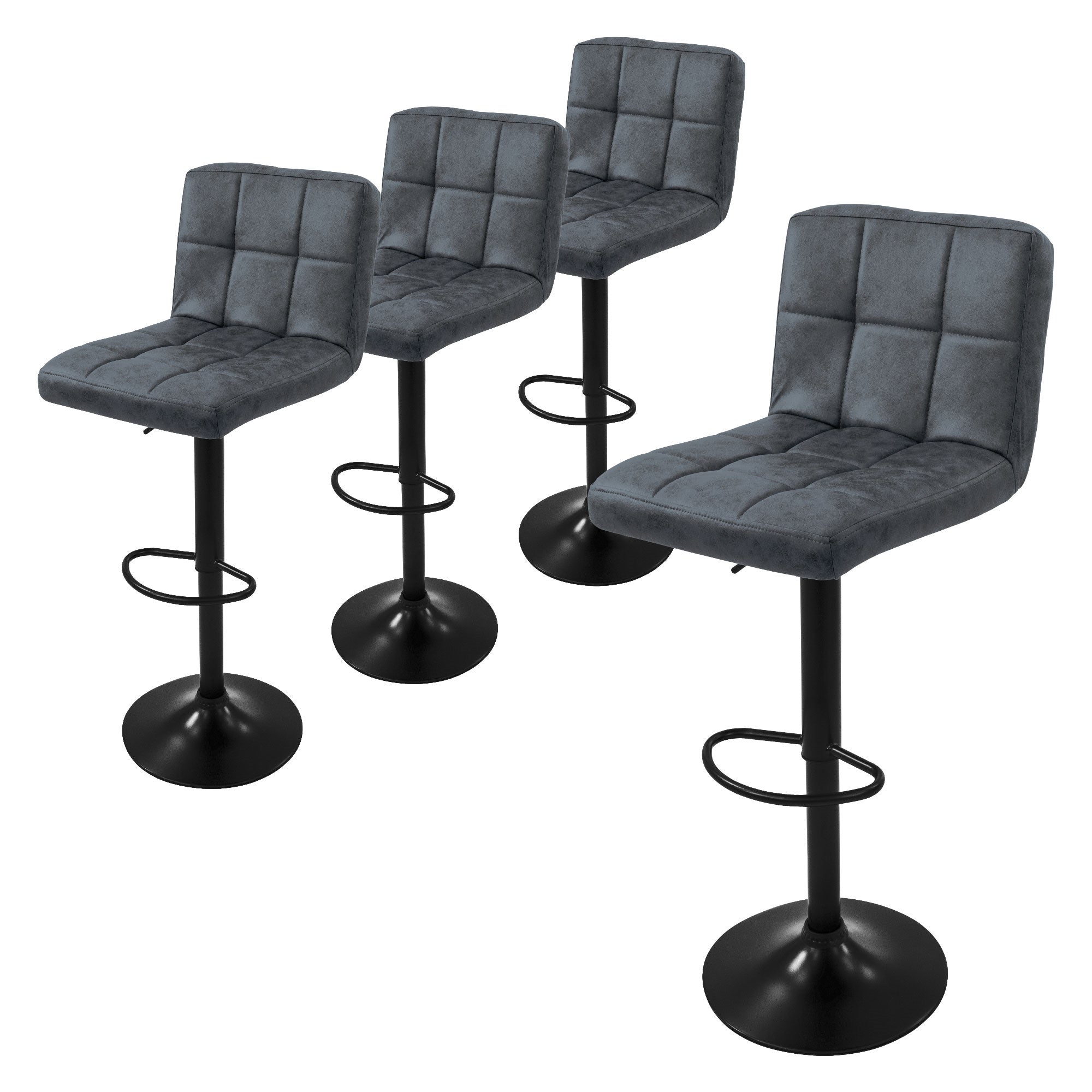 ECD Germany Möbel tabouret de bar velours gris réglable dossier