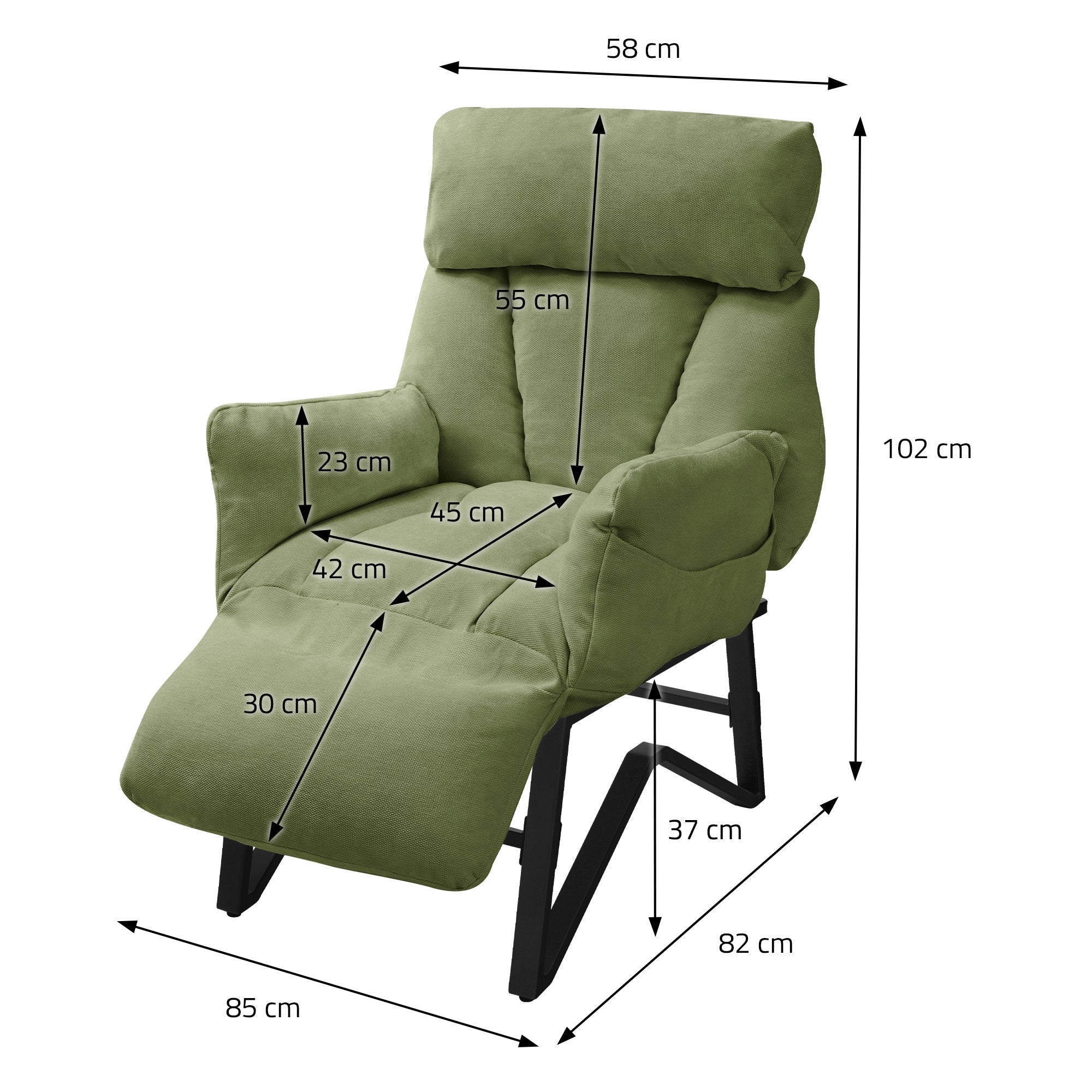 ECD Germany Möbel Loungesessel relax fauteuil vert lin