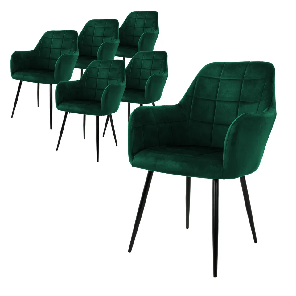 ML-Design chaise salle à manger velours vert foncé x6