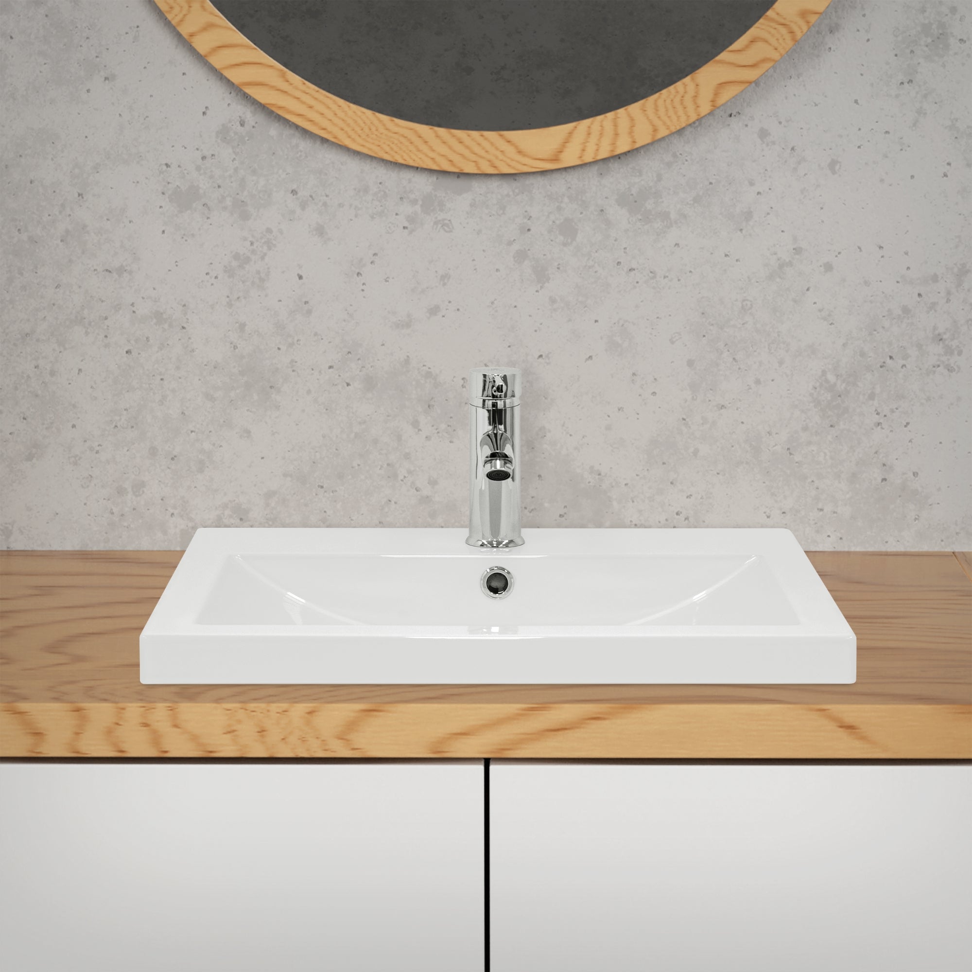 ECD Germany Sanitär lavabo céramique blanc 54,5 cm + bonde