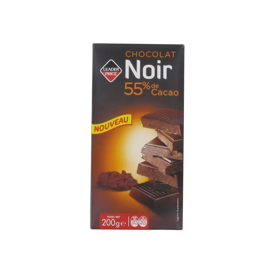 Leader Price Tablette chocolat noir 55% 200g