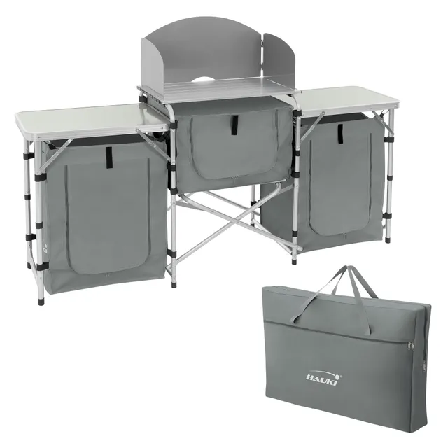 ECD Germany Hauki cuisine camping pliante grise aluminium