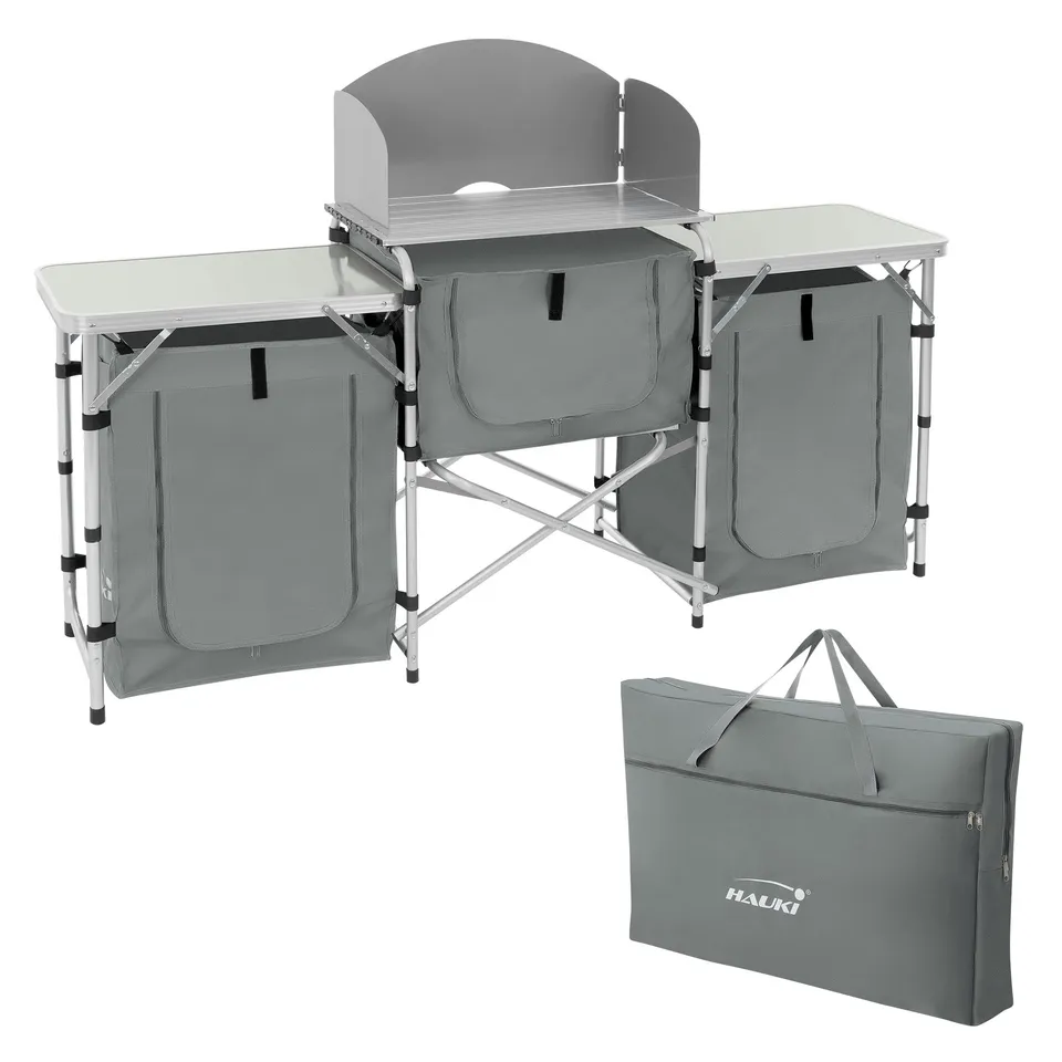 ECD Germany Hauki cuisine camping pliante grise aluminium
