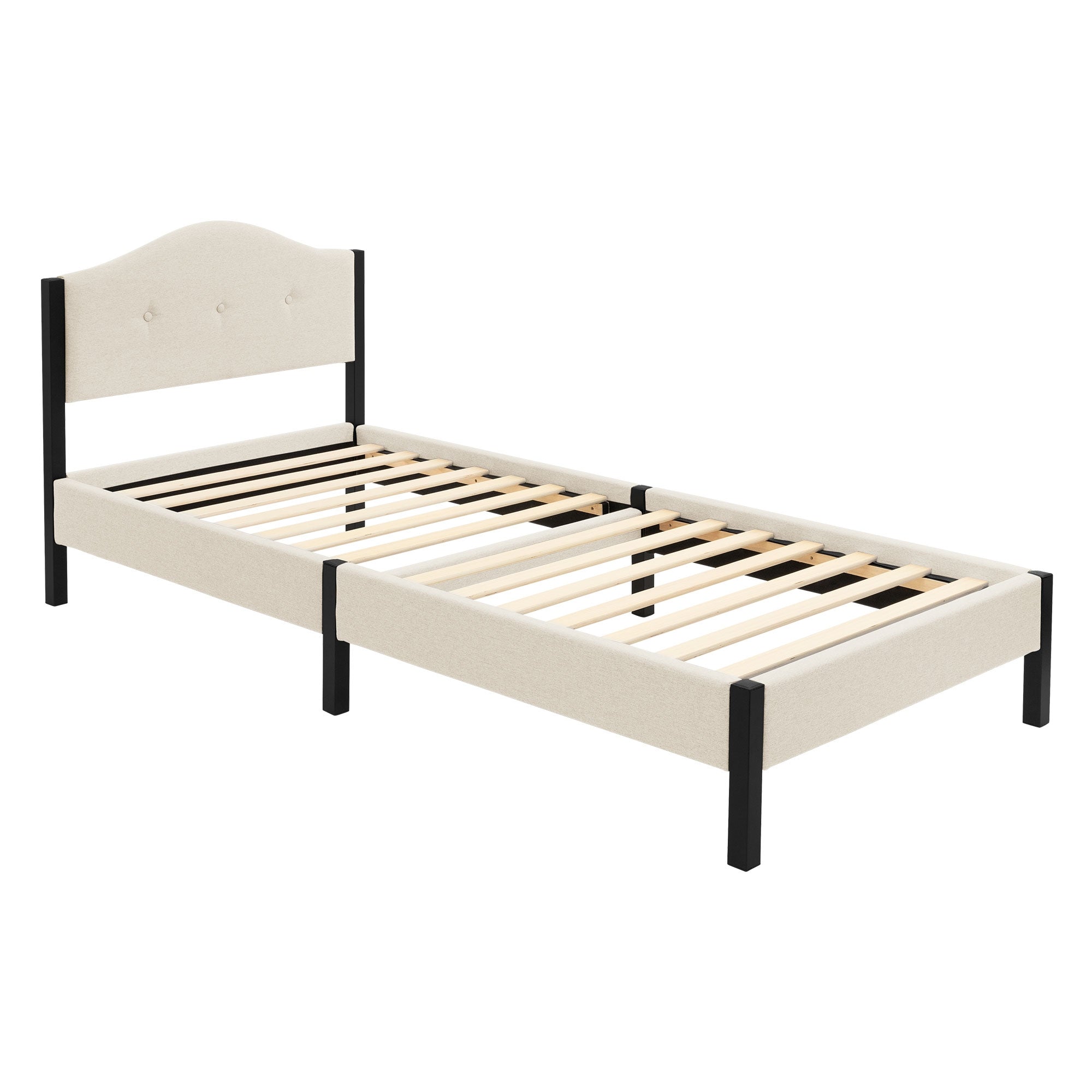 ECD Germany Möbel ML-Design Lit capitonné 90x200 beige lattes