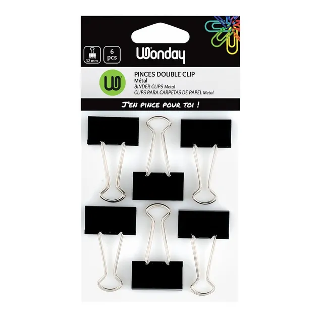 Safe Tool Fournitures de bureau pinces double clip 32 mm lot 6 métal