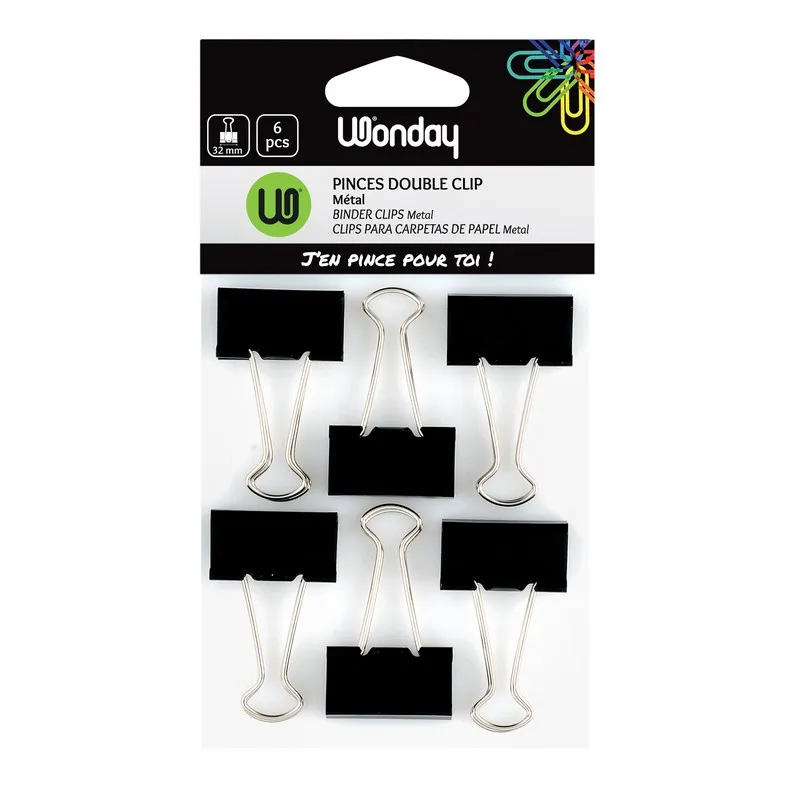 Safe Tool Fournitures de bureau pinces double clip 32 mm lot 6 métal