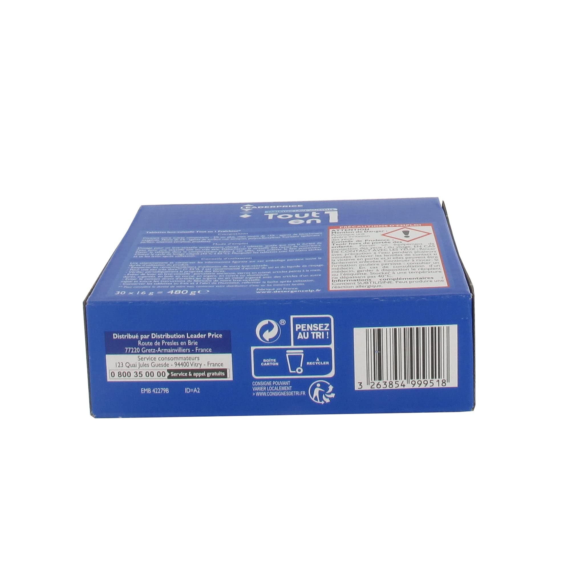 Leader Price tablettes lave-vaisselle tout-en-1 480g frais