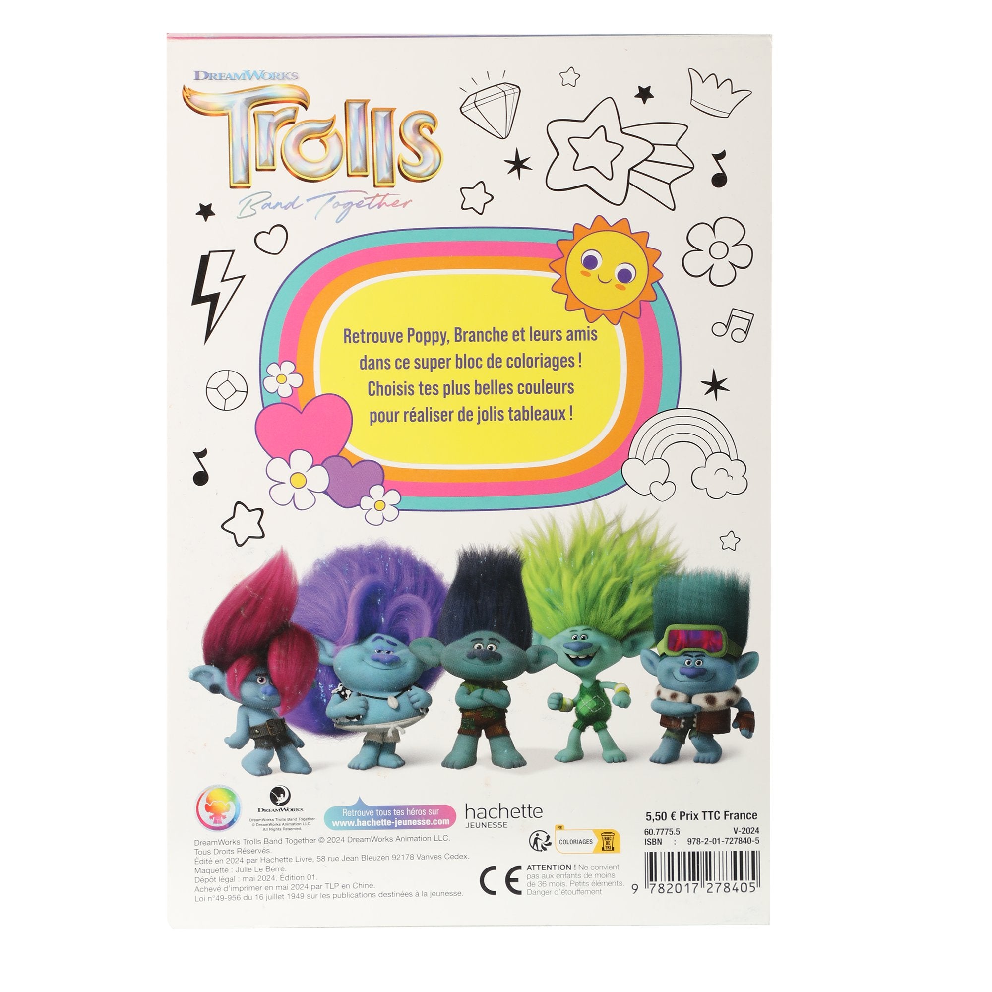 Trolls bloc de coloriages enfant Poppy et Branche