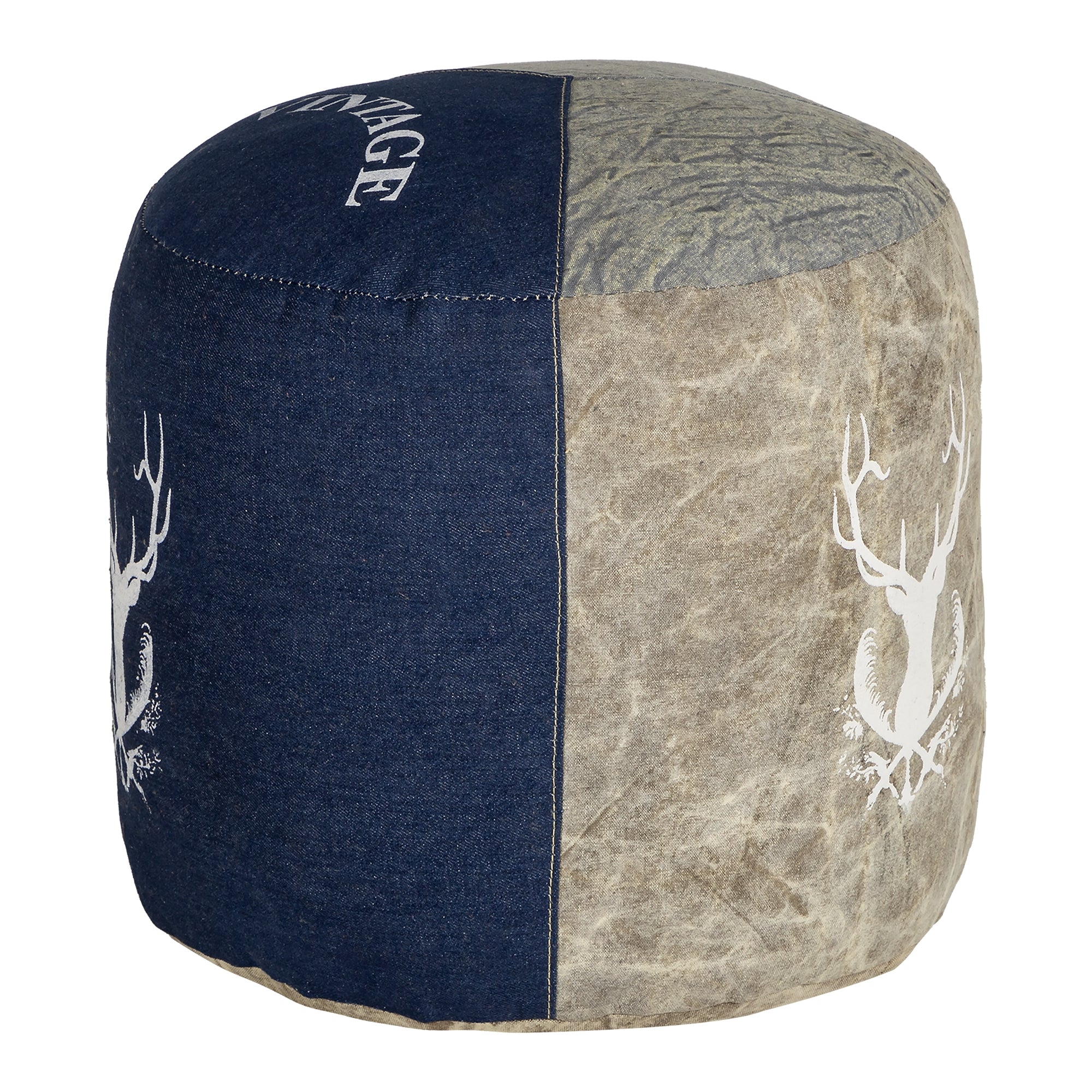WOMO Jacksonville pouf rond 35x43 bleu jean toile