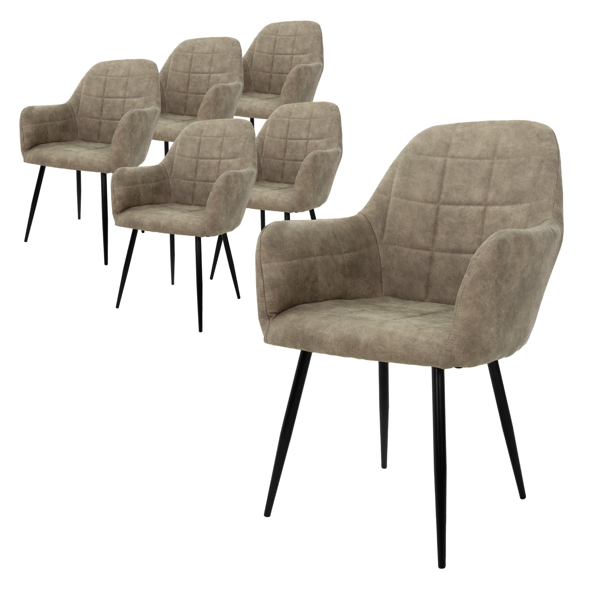 ECD Germany chaises salle à manger olive similicuir lot de 6