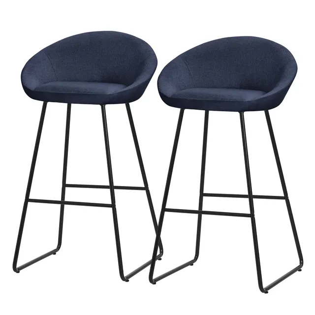 ML-Design Tabouret de bar bleu foncé lot de 2 dossier