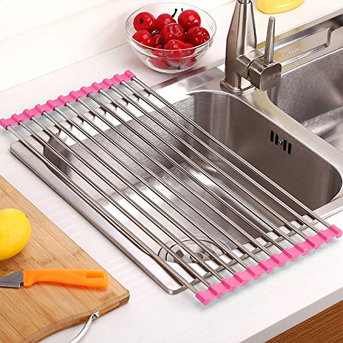 Shop-Story Maison Égouttoir Pliable Acier Fuchsia 37x23cm