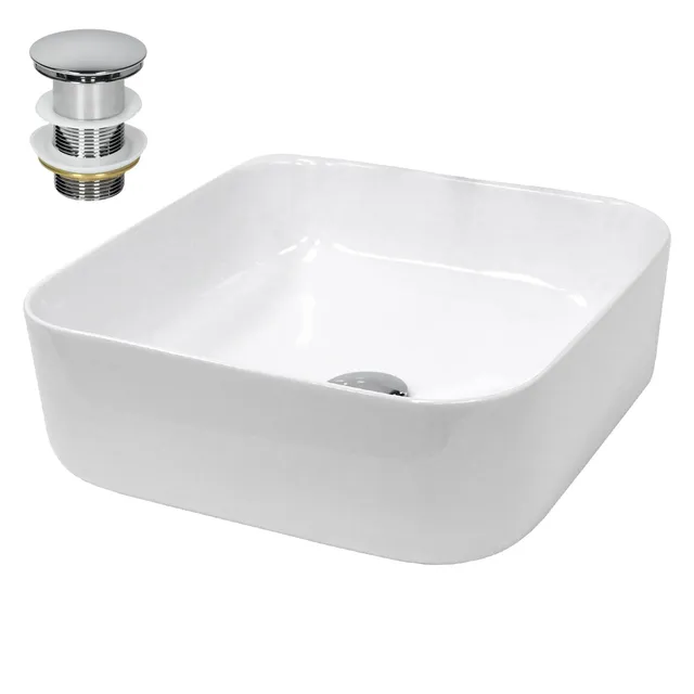 ECD Germany LuxeBath vasque blanche 39 cm céramique + bonde