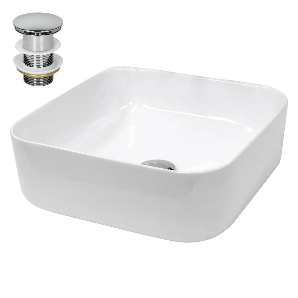 ECD Germany LuxeBath vasque blanche 39 cm céramique + bonde