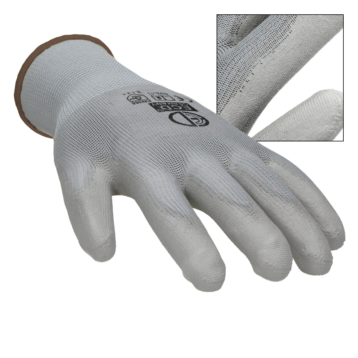 ECD Germany Gants travail PU gris taille L lot 4 paires