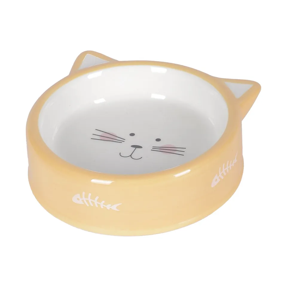 Stokomani Animalerie gamelle chat céramique jaune