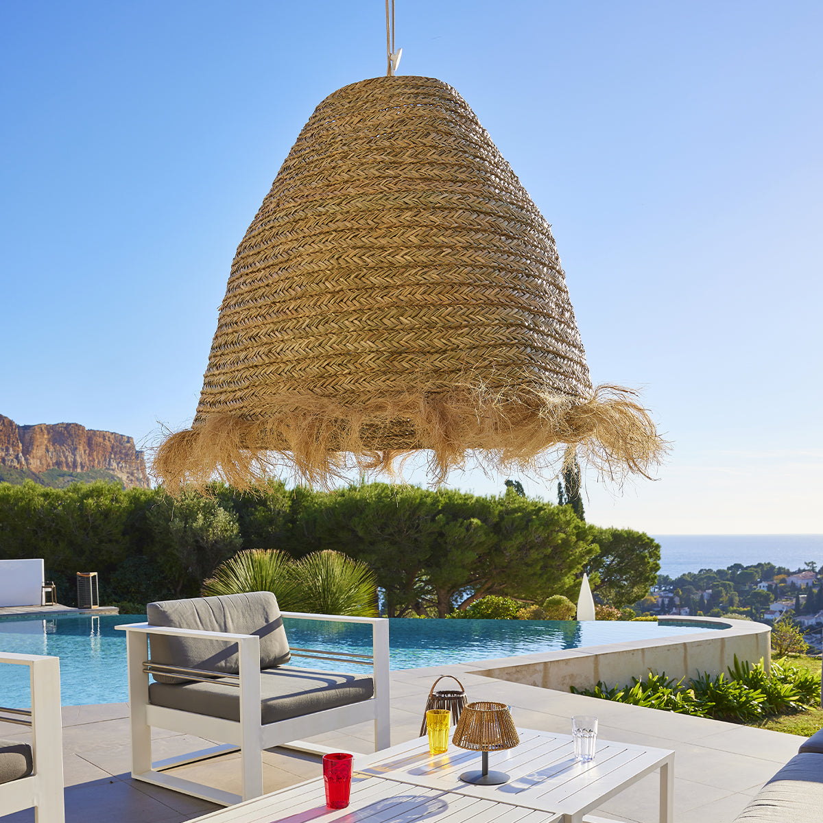 Red Deco Big Anafi Outdoor suspension jonc de mer XXL 100cm