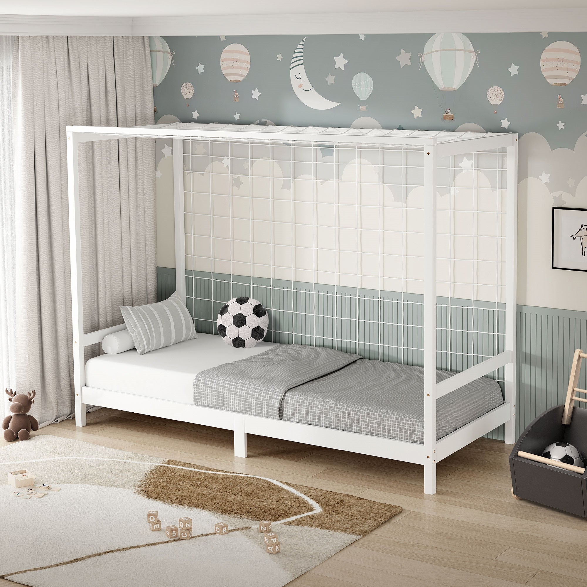 ML-Design lit enfant but foot 90x200 blanc bois + sommier