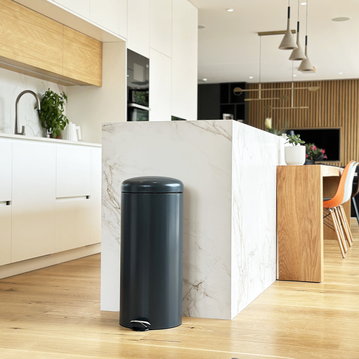 Red Deco Urban 30L poubelle à pédale gris mat inox