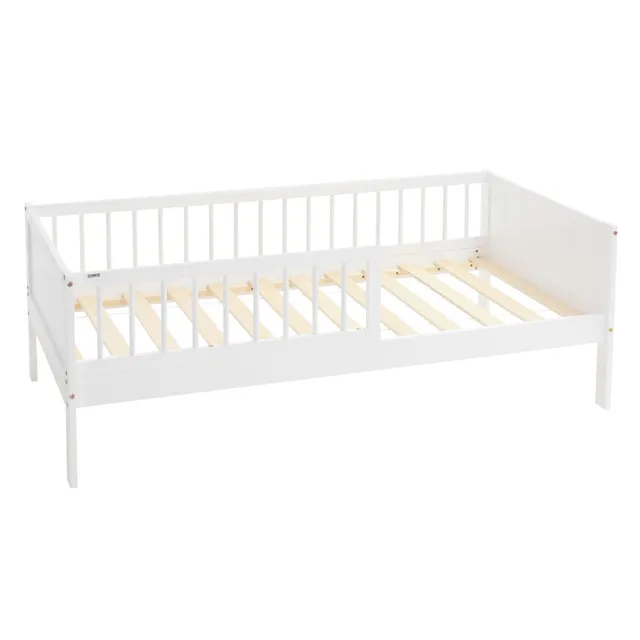 ECD Germany Kinder lit enfant 80x160 blanc pin barrière