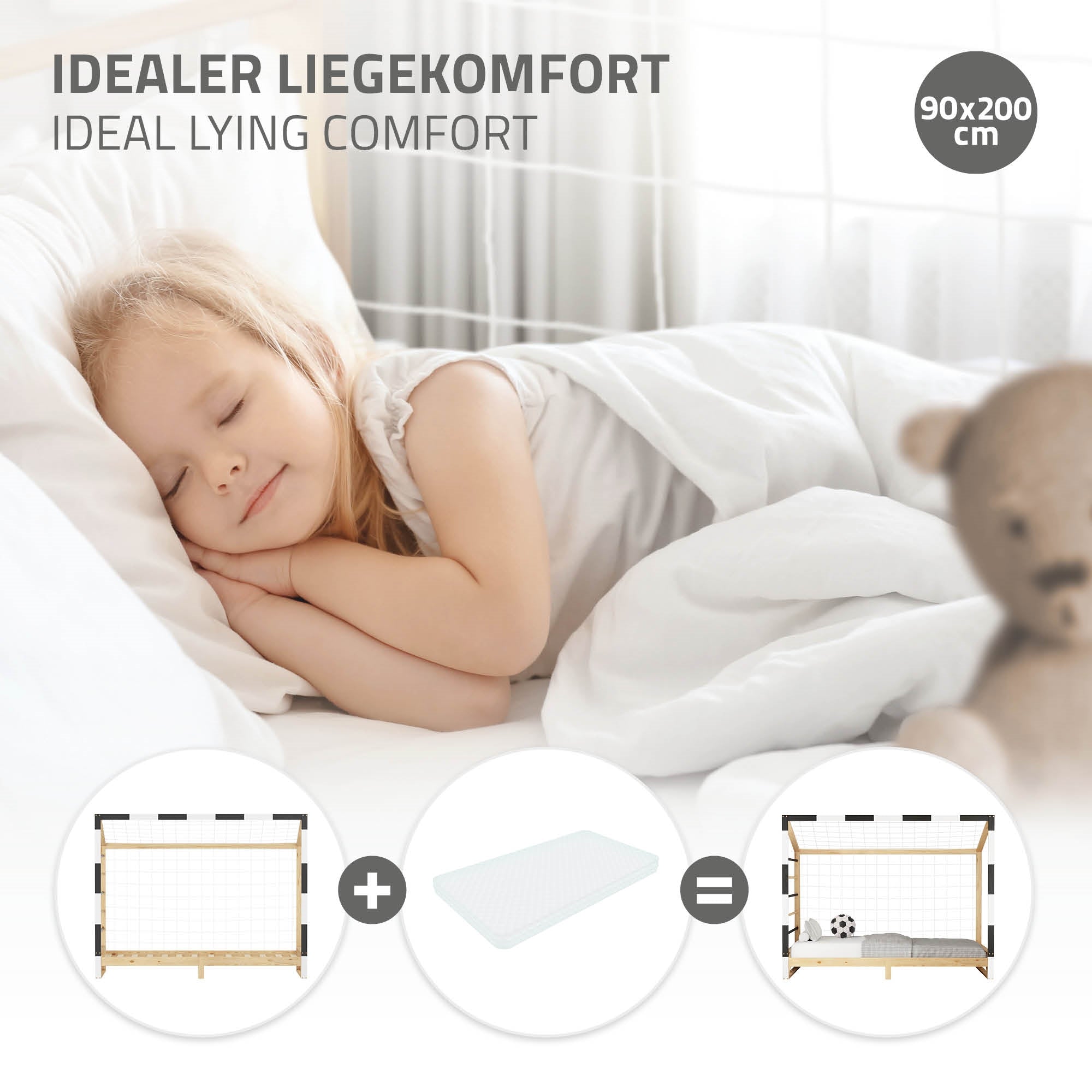 ML-Design lit enfant but football 90x200 pin naturel sommier inclus