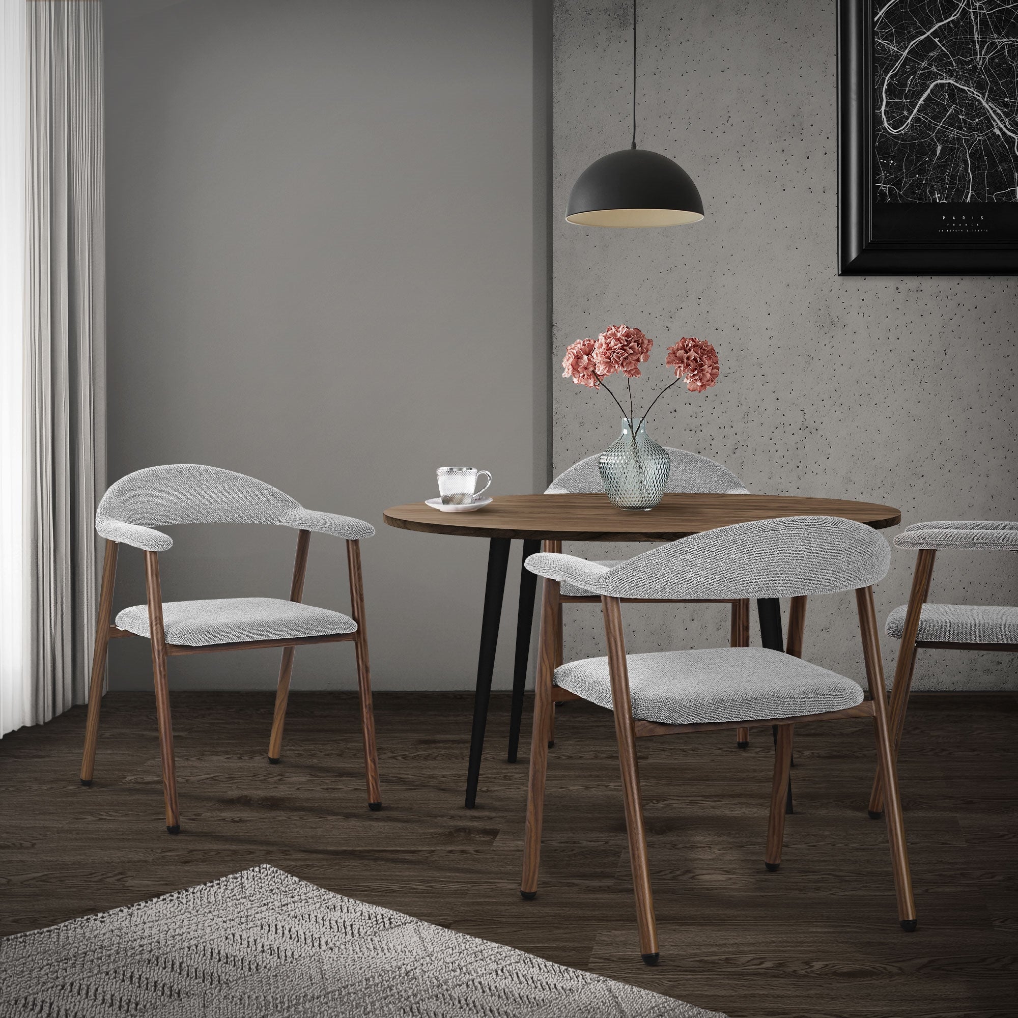 ECD Germany Möbel ML-Design chaise salle à manger gris lot 4