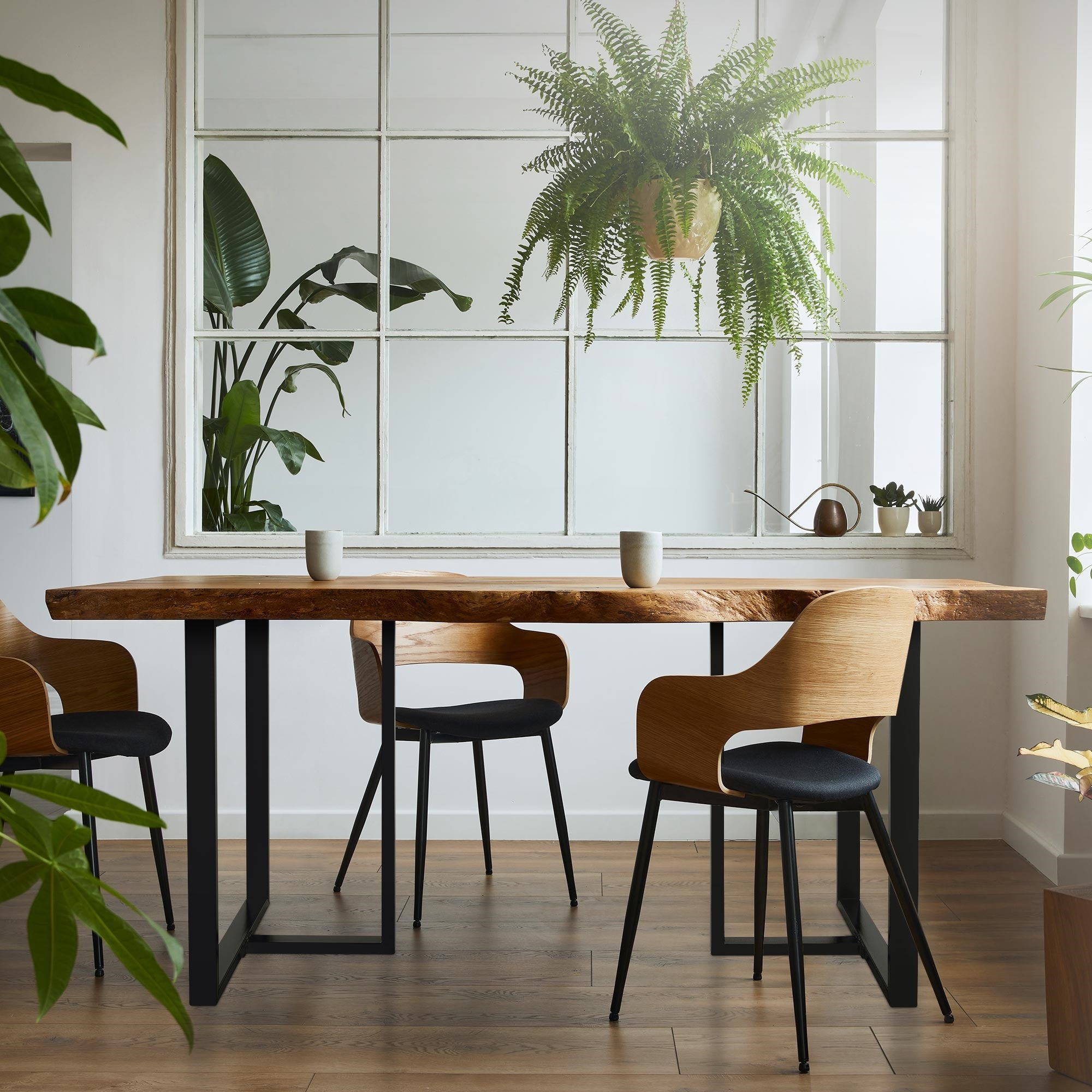 ECD Germany Möbel Lot 2 Pieds de Table T Noir 60x72 cm