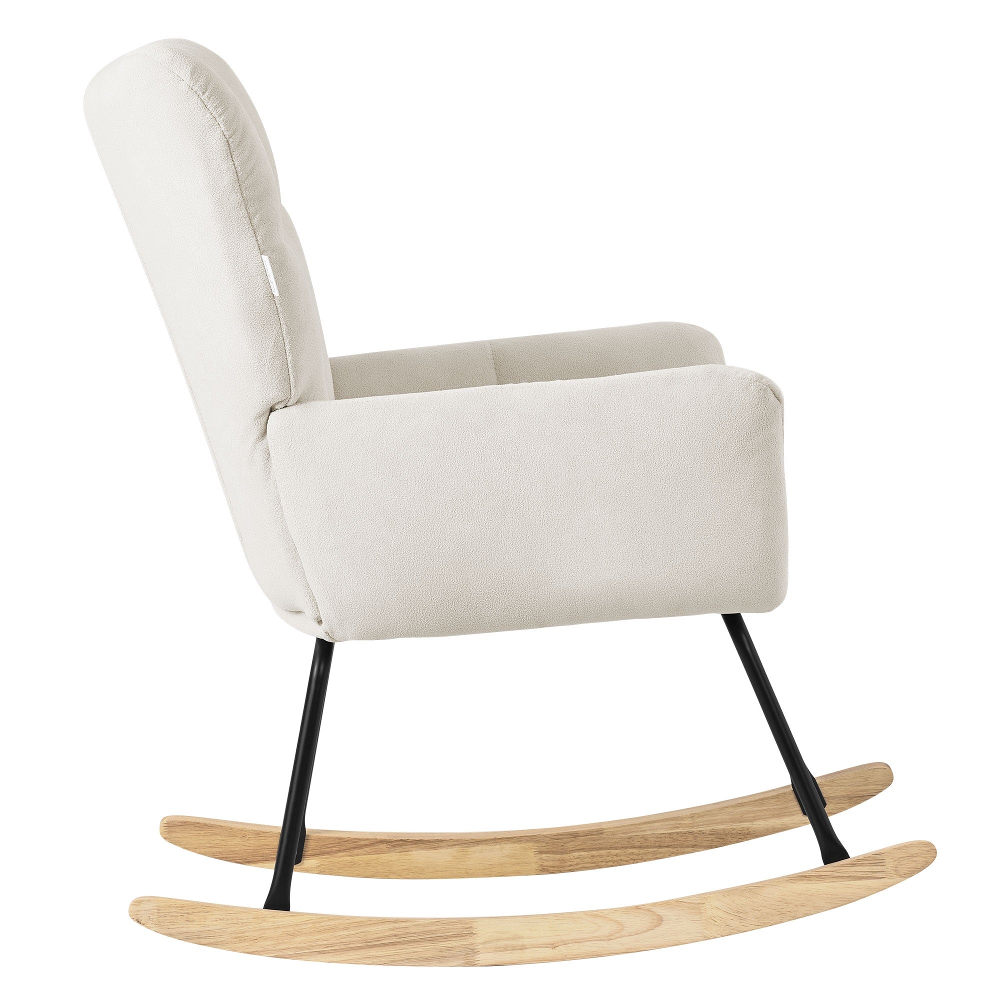 ML-Design fauteuil à bascule bouclette beige 120 kg bois