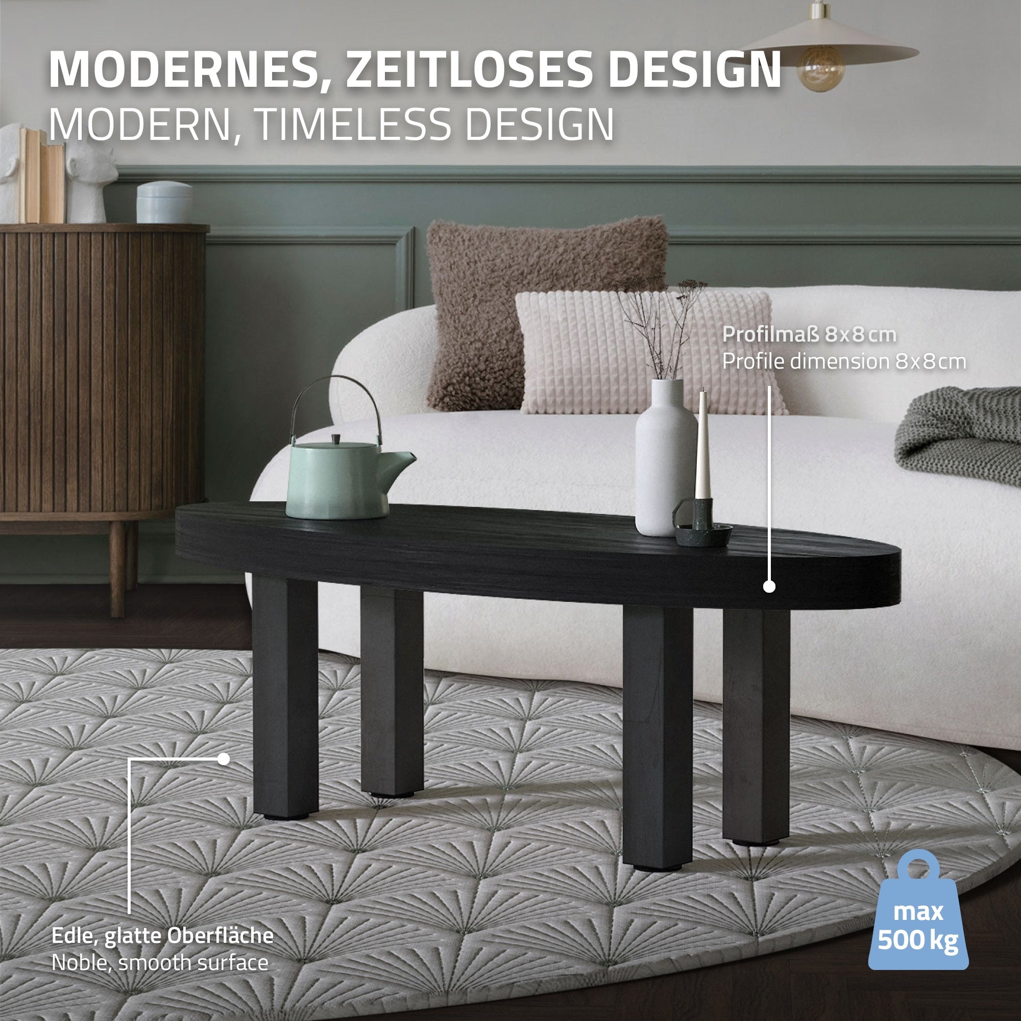 ECD Germany Möbel Pied de table acier 42 cm lot 4 industriel