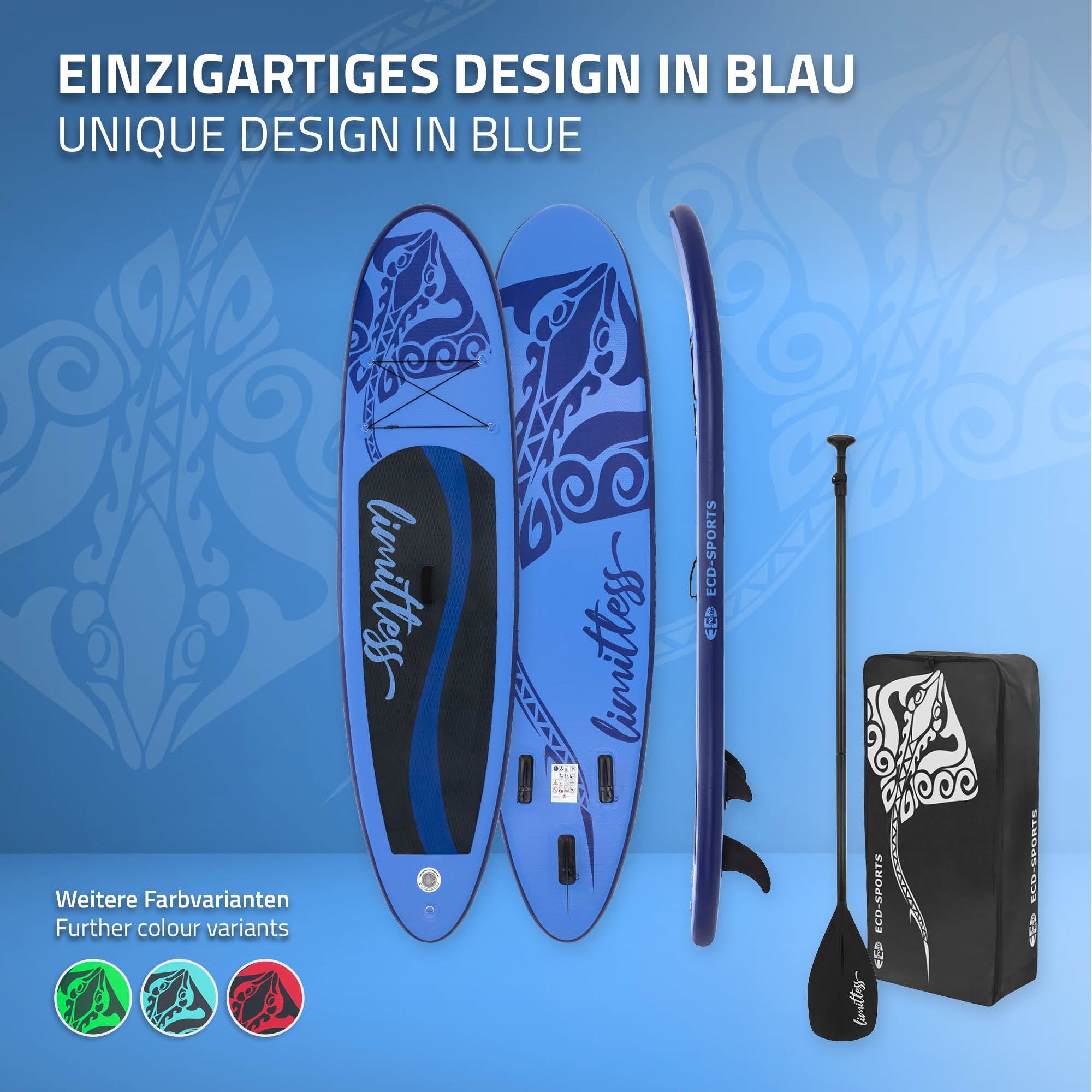 ECD Germany Limitless paddle gonflable 308x76 bleu PVC