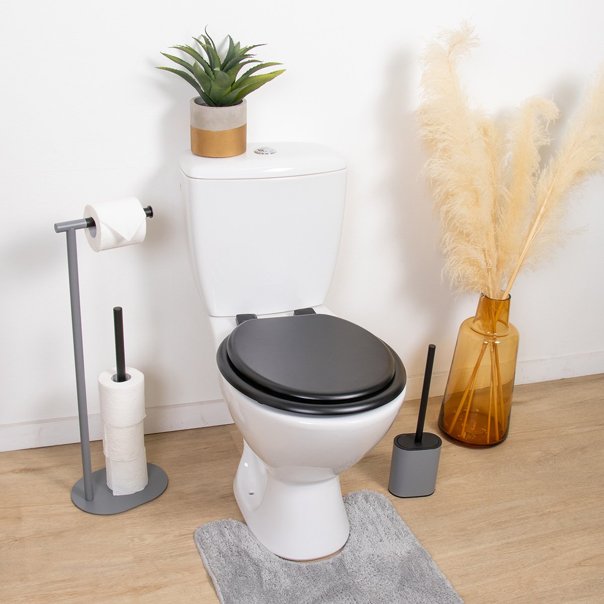 Stokomani Maison abattant WC noir MDF lunette toilette