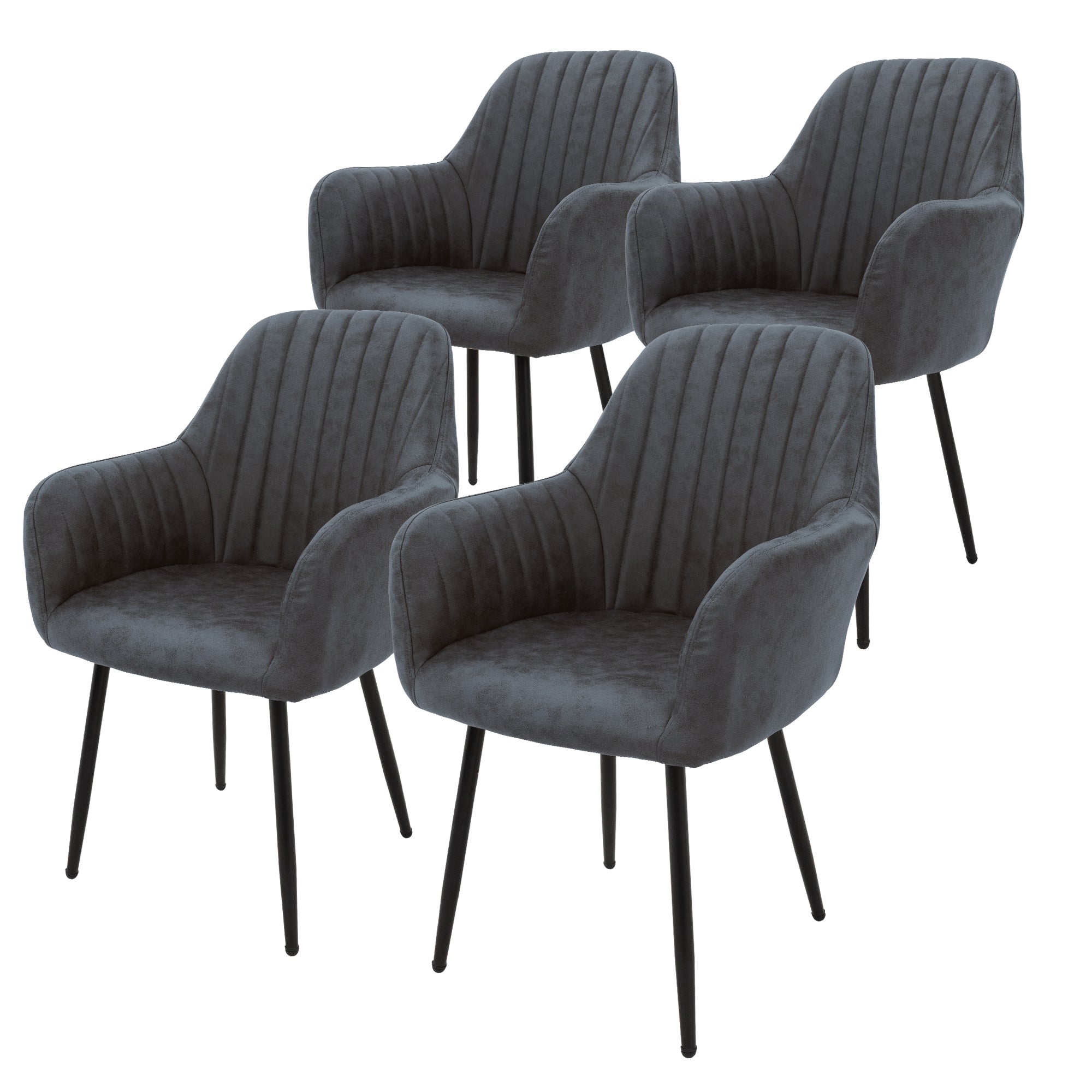 ECD Germany Möbel Chaise Salle à Manger Velours Anthracite Lot 2