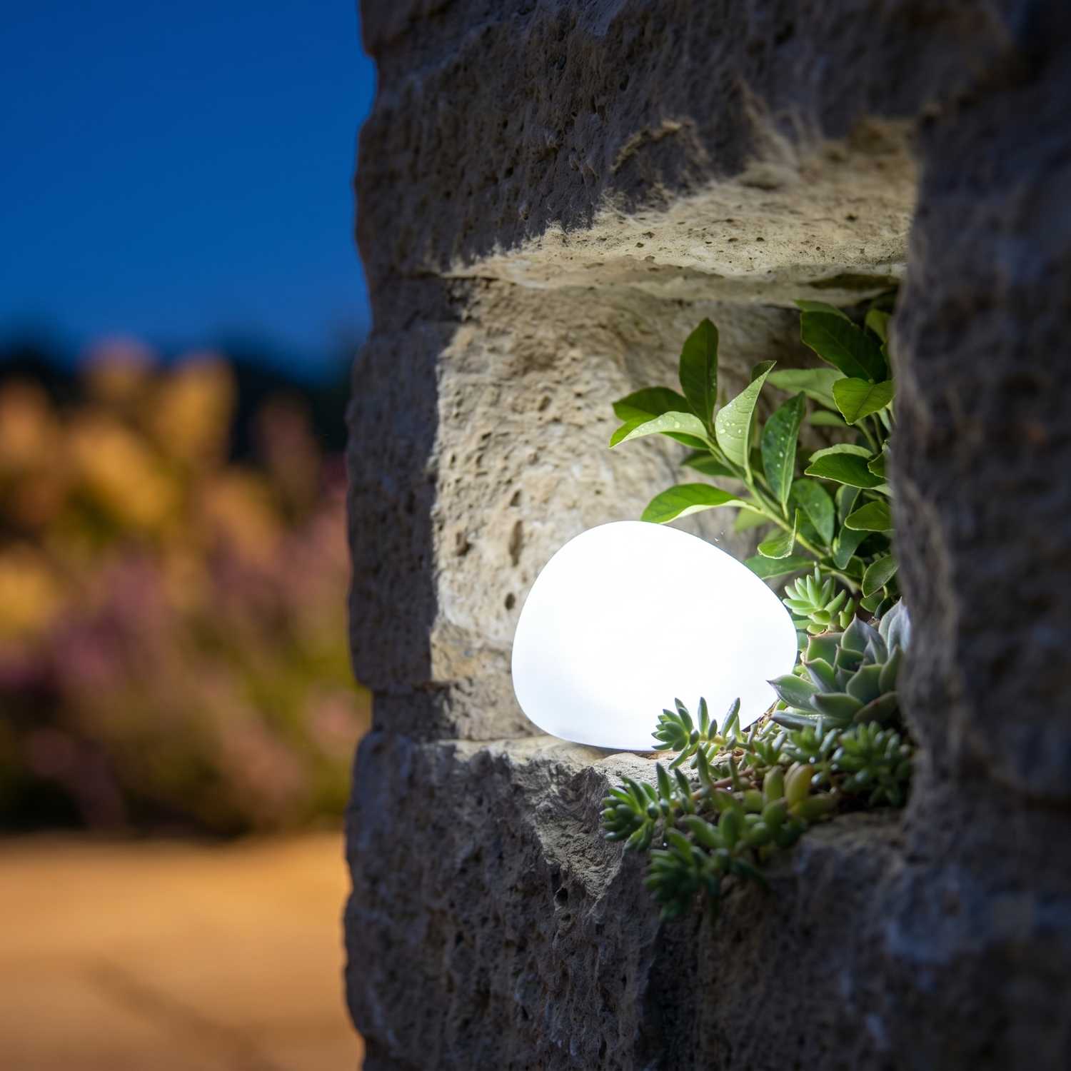 Red Deco Solenzara galet solaire LED blanc Ø16 cm
