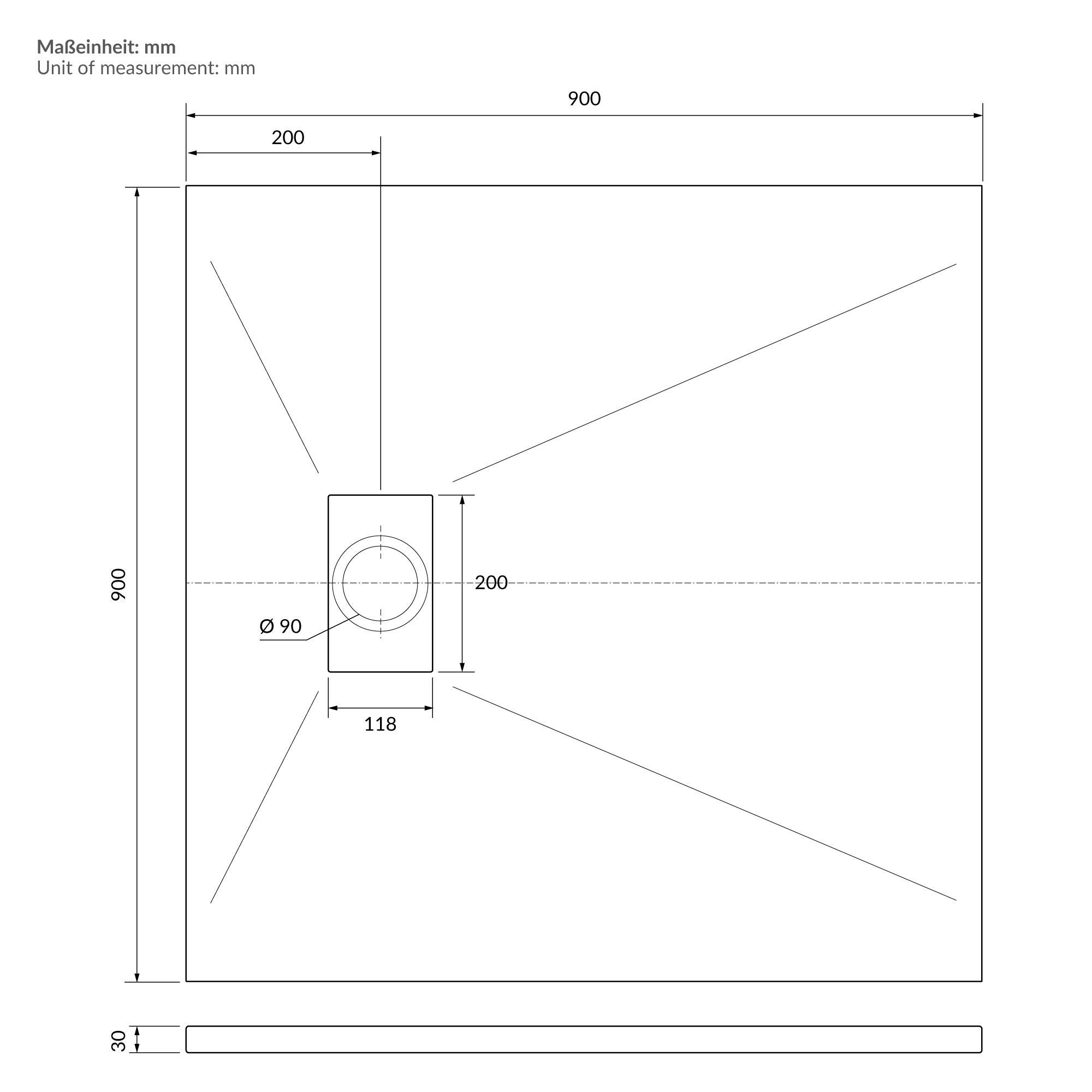 ECD Germany Sanitär receveur de douche 90x90 cm blanc extra plat