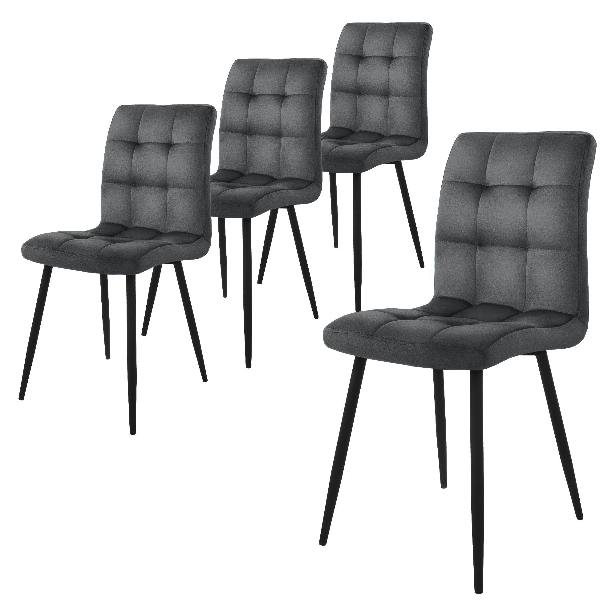 ECD Germany Möbel lot 4 chaises velours anthracite matelassées