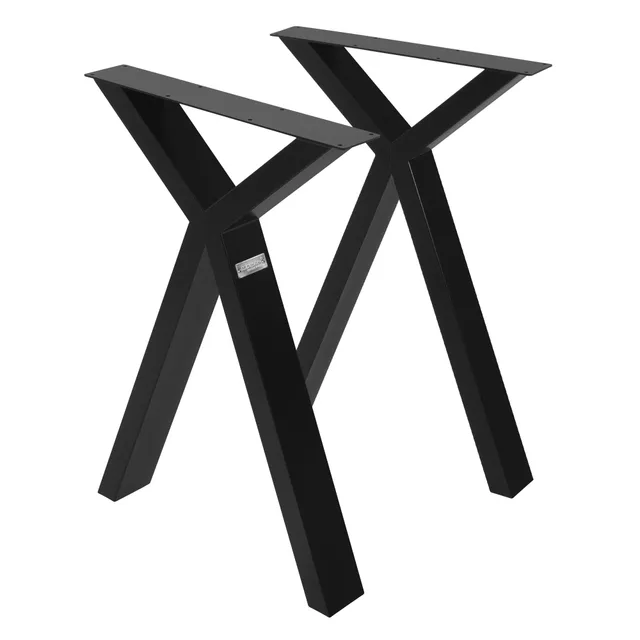 ECD Germany Möbel Pied table métal X 50x72 cm noir lot 2 acier