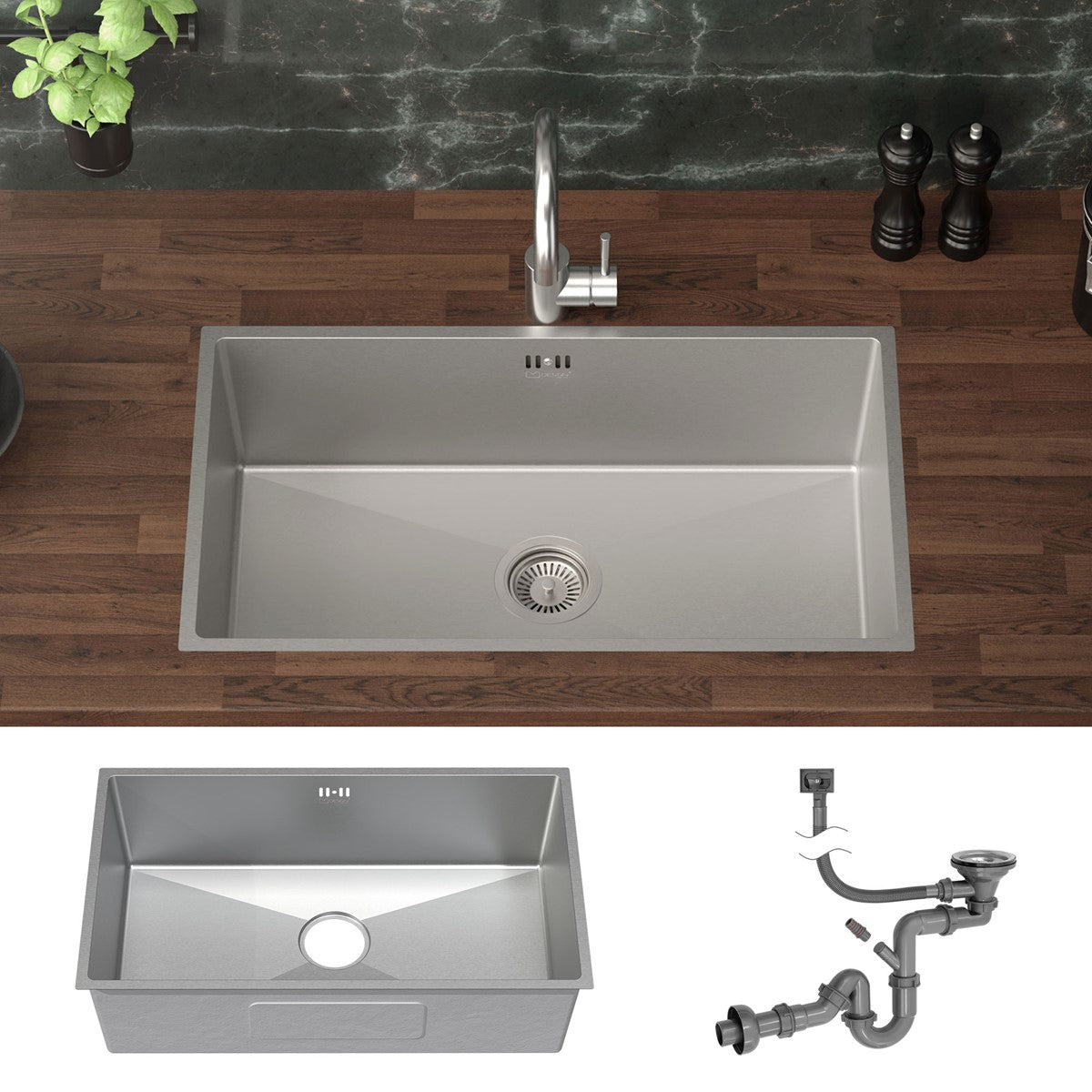 ECD Germany évier encastrable inox 70x40 cm argent