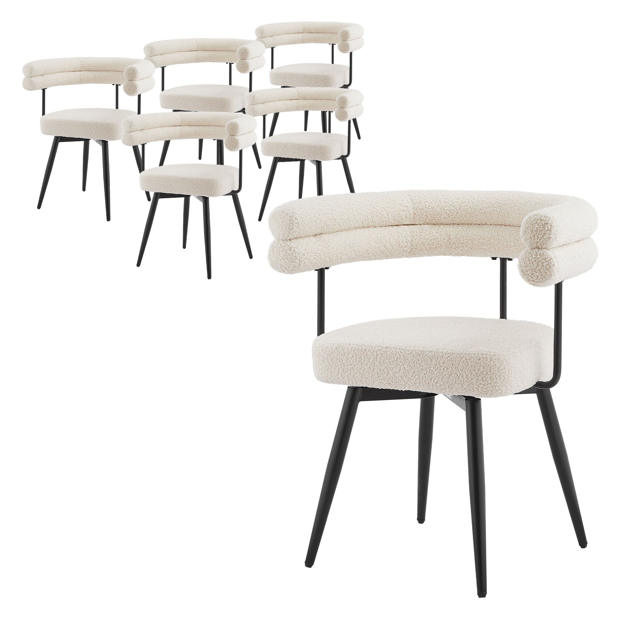 ECD Germany Möbel ML-Design chaise bouclé bleu lot de 2