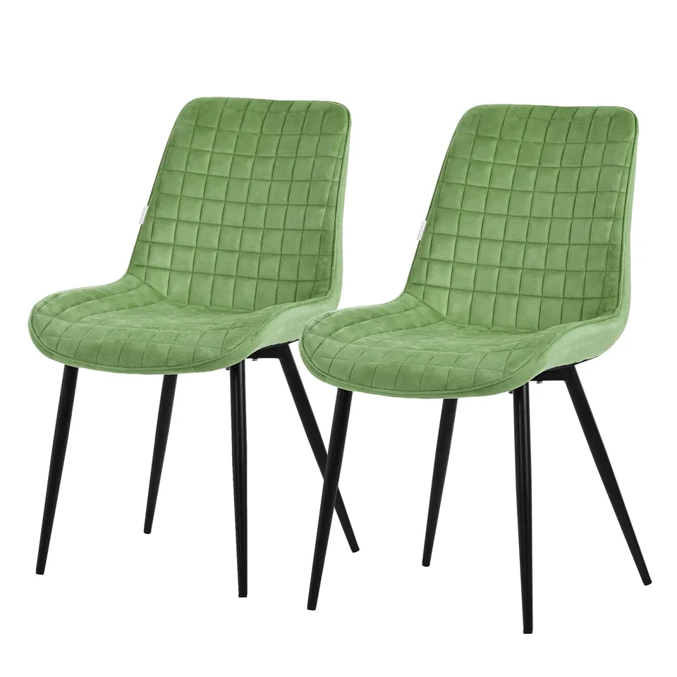 ML-Design chaise salle à manger velours sauge lot 2 dossier acier