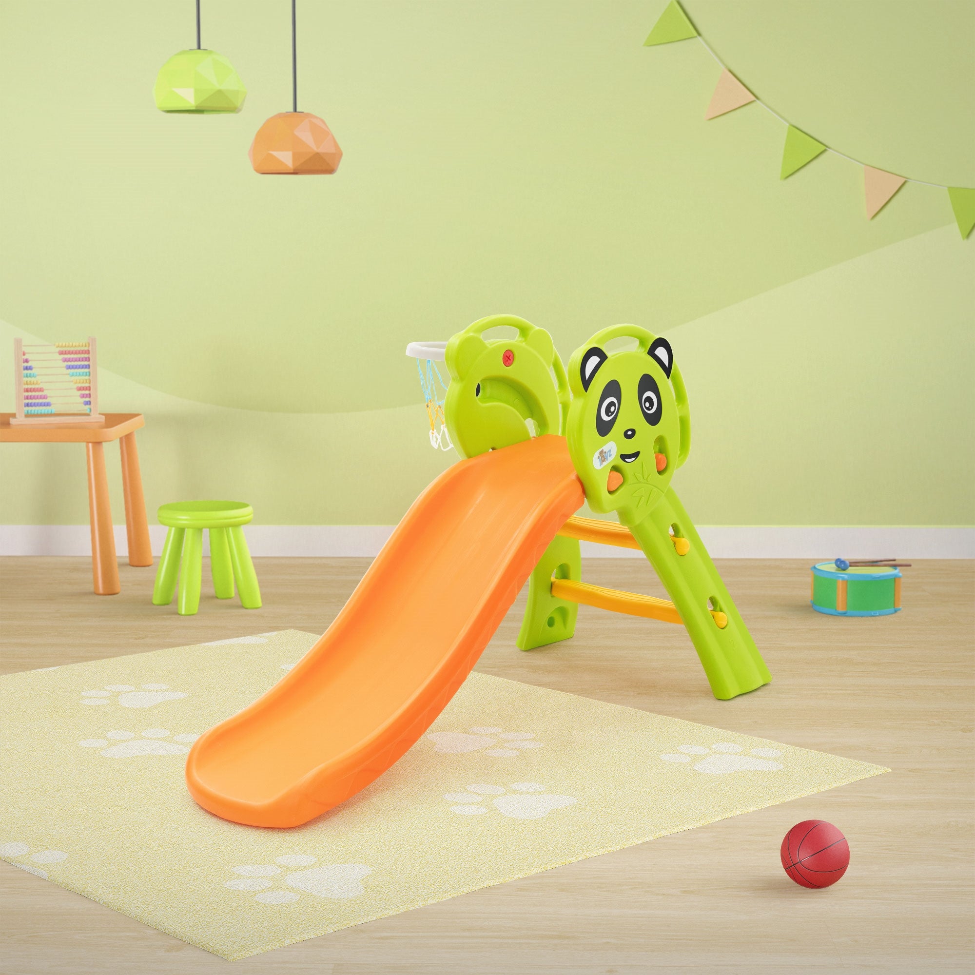 ECD Germany Kinder toboggan enfant 2 en 1 Joyz + panier basket