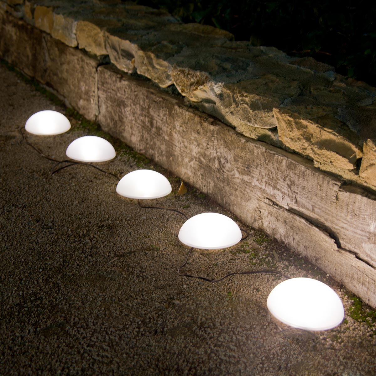 Red Deco Half Moon balise solaire lot de 5 LED demi-boule Ø15cm