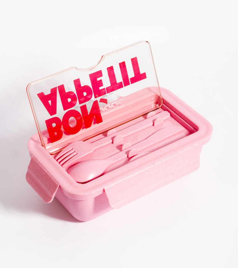 L'avant gardiste Bon appétit lunch box 1100 ml paille de blé + couverts