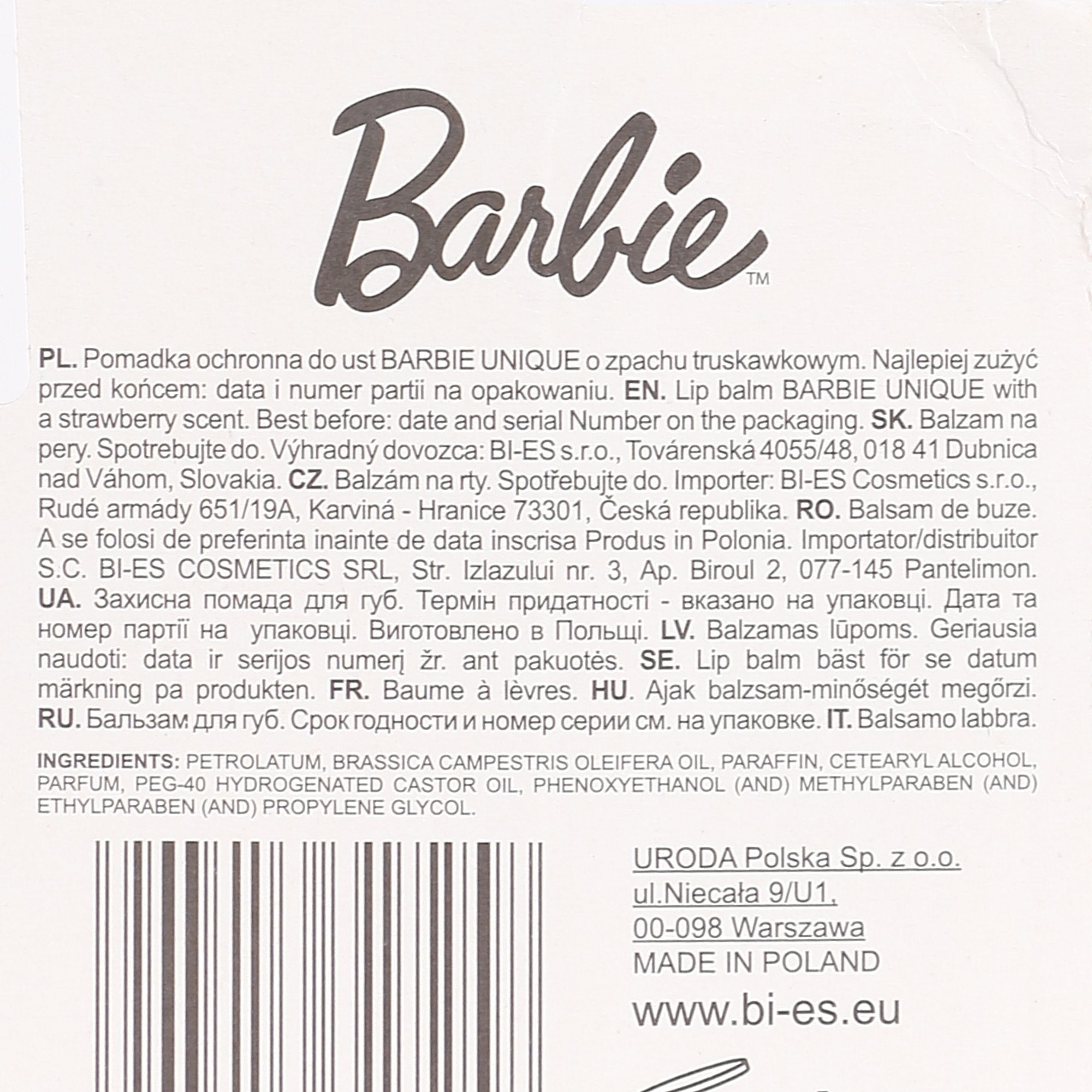 Barbie Baume à Lèvre Fraise soin lèvres enfant