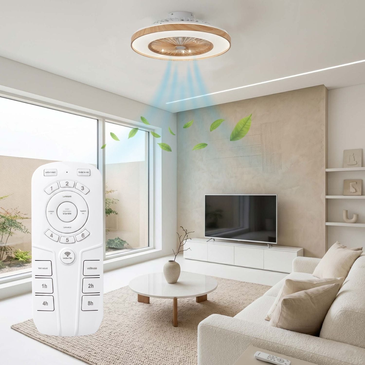 Red Deco Woodia ventilateur plafond 48cm LED 2700lm noir