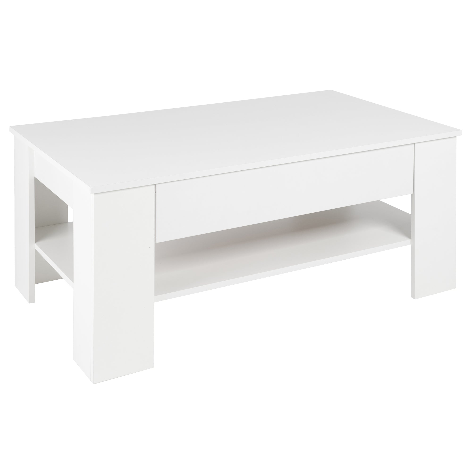 ECD Germany Table basse blanche 110x65x48 cm tiroir ML-Design