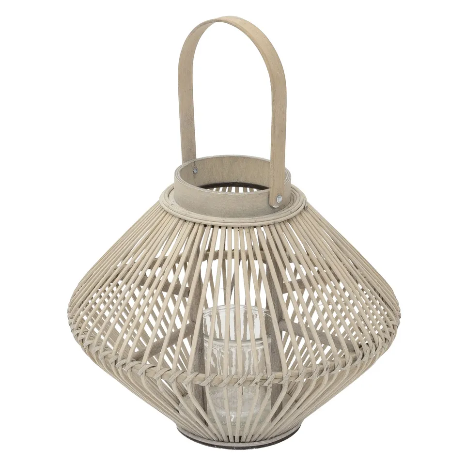 ECD Germany Garten Lanterne bambou 44 cm bois avec verre